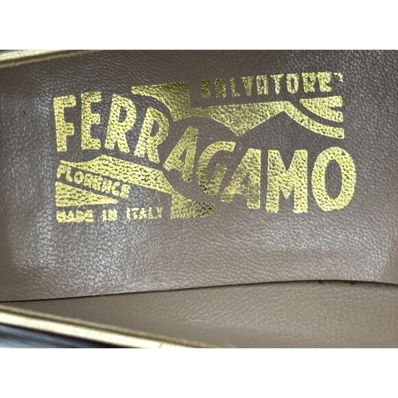 Salvatore Ferragamo‎ Women’s Leather Pumps Sz 8B Bronze w Gold Trim DD10681 EUC - Picture 8 of 16